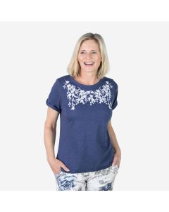Ladies Floral Embroidery T-shirt 