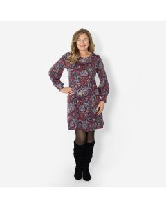 Long Sleeved Paisley Print Dress