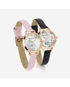 Ladies Floral Dial Watch