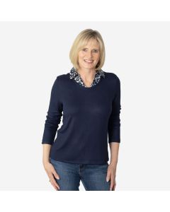 Jumper with Mock Shirt Collar