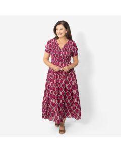 Button Detail Shirred Dress