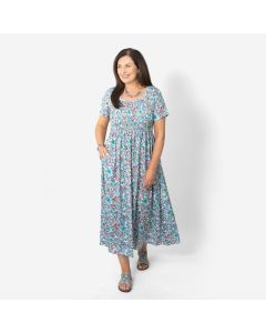 Floral Print Dress with Metallic Accents