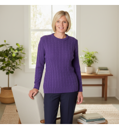 Ladies' Round Neck Cable Jumper