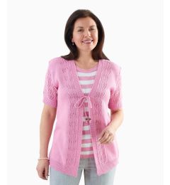 Ladies' Short Sleeve Twin Set with Tie Front
