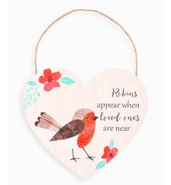 Loved Ones Robin Hanging Heart Sign