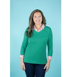 Fine Knit Top with Mock Shirt