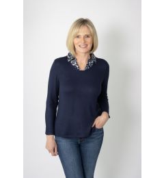 Jumper with Mock Shirt Collar