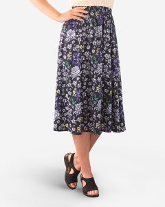 Black Skirt with Multi Flowers