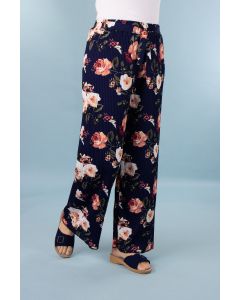 Floral Pleated Wide Leg Trousers
