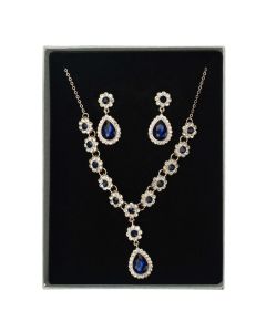 Faux Sapphire Necklace & Earring Set