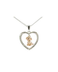 Dog & Heart Two Tone Necklace