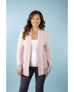 Open Two-Tone Cardigan Pink Large