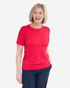 Ladies Short Sleeve Soft Knit Jumper