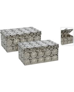 Ornate Silver Trinket Box - Set of 2