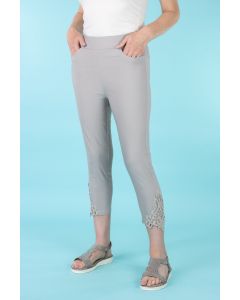 Ladies Cropped Trousers with Lace Hem