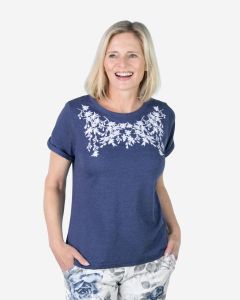 Ladies Floral Embroidery T-shirt 
