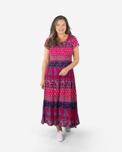 Printed Shirred Dress