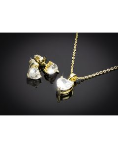Gold-plated Crystal Heart Necklace and Earrings Gift Set