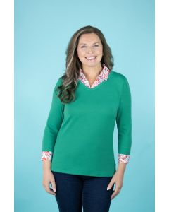 Fine Knit Top with Mock Shirt