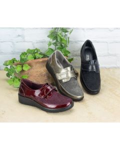 Dora-One Touch Fastening Shoe with Diamante