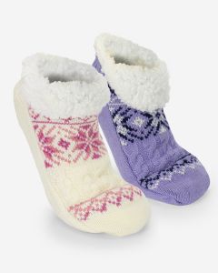 Fairisle Sherpa Lined Lounge Socks Pk2