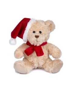 15cm Curly Bear with Scarf & Xmas Hat