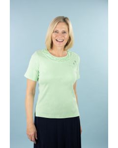 Embroidered Scooped Neck T-Shirt