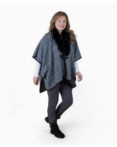 Ladies Poncho with Faux Fur