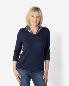 Jumper with Mock Shirt Collar