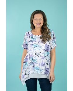 Floral Print Layered Hanky Top