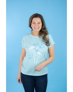 Butterfly and Floral Print T-Shirt          