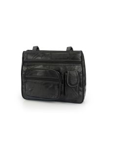 Black Leather Patchwork Handbag