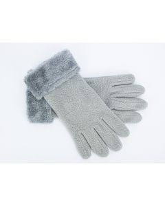 Ladies Grey Faux Fur Trim Gloves