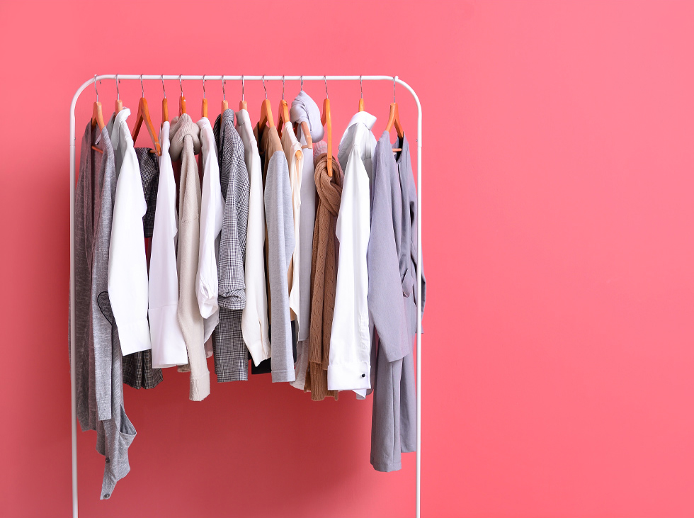 A clothes rack.